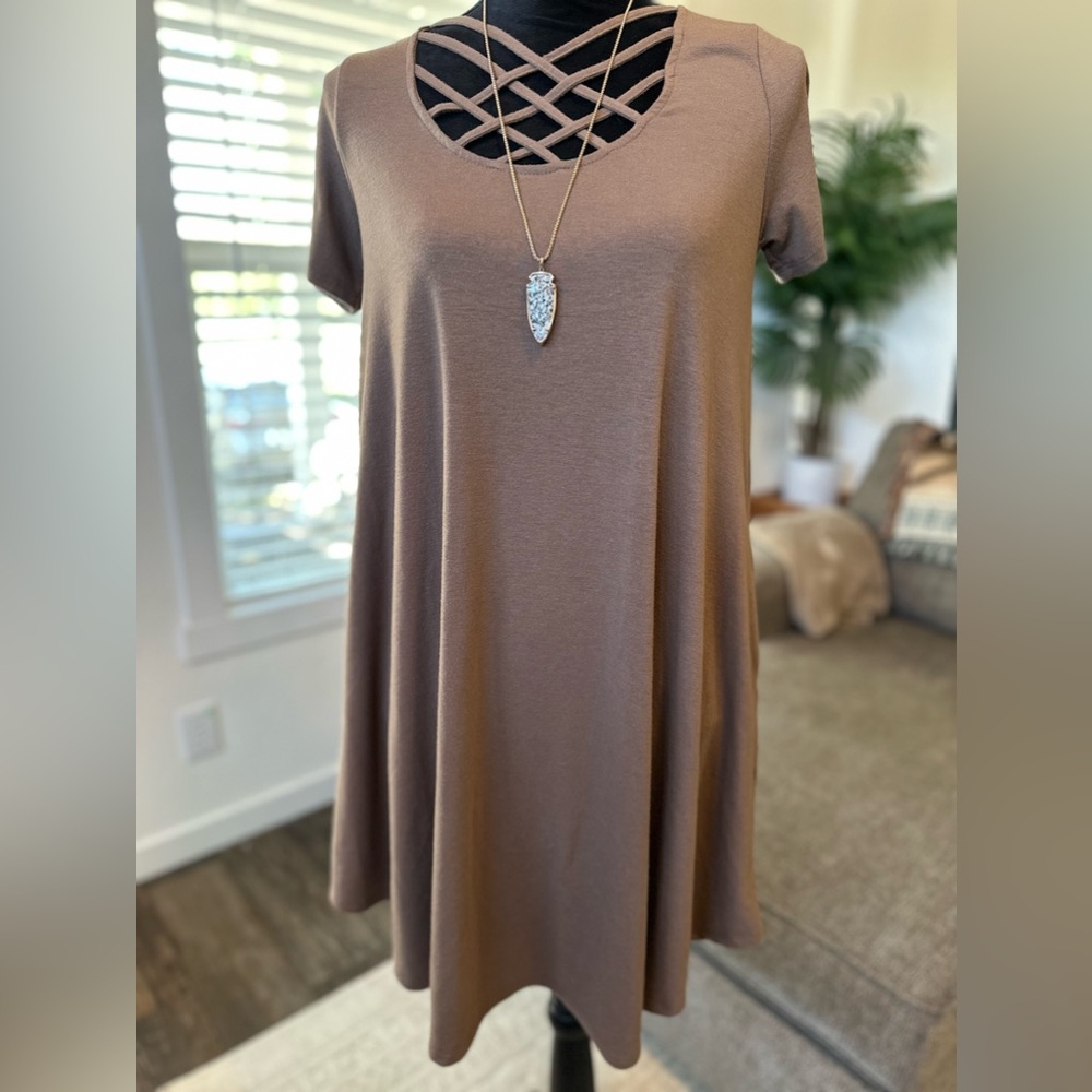 Zenana Premium swing dress w/crisscross design detail